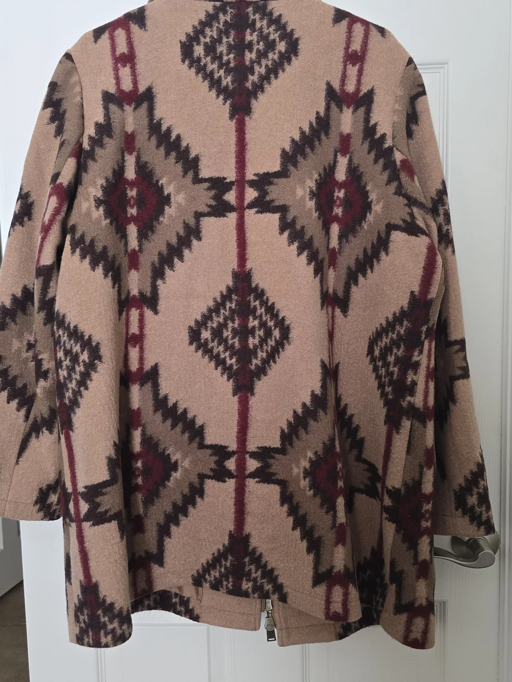Pendleton Tan Aztec-Pattern Wool Zip-Front Pea Coat - Picture 5 of 5